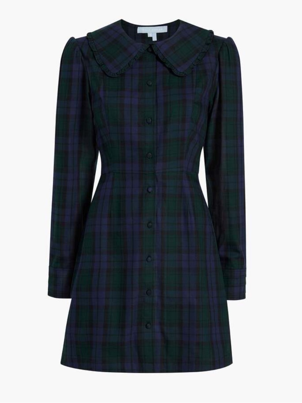 Hill House The Hazel Dress Blackwatch Tartan Plaid Cotton Ruffle Mini Medium - Picture 8 of 8